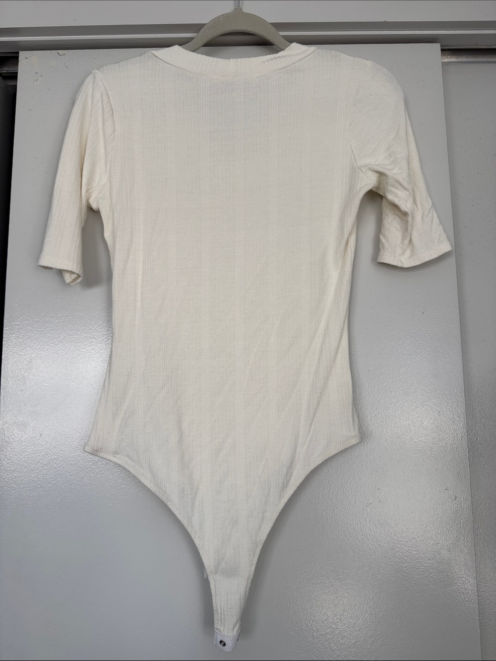 Cream Ribbed Wrap-Style body suit - Picture 4 of 4